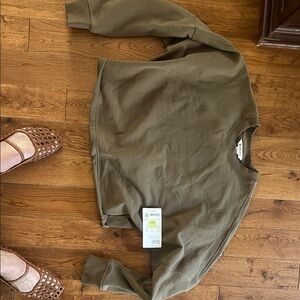 Athleta  Brown Fleece Dolman Crop Sweatshirt